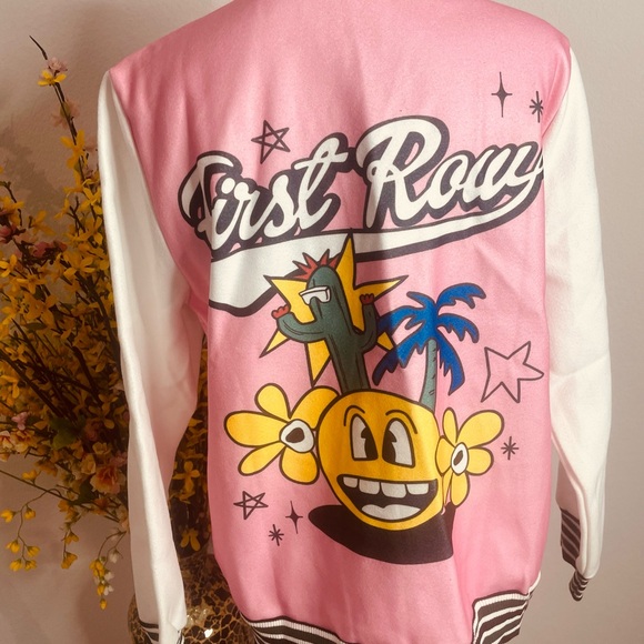 Pink and White Female Varsity Jacket - Picture 4 of 6